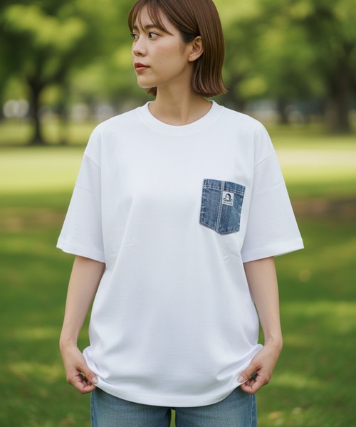 BEN DAVIS(ベンデイビス)の「【BEN DAVIS/ベンデイビス】【デニムポケットが主役】デニムポケット Tシャツ 古着加工 綿100% ワンポイント(Tシャツ/カットソー・メンズ・ブラック/ホワイト・LARGE/MEDIUM/SMALL/X-LARGE)」の1枚目の写真