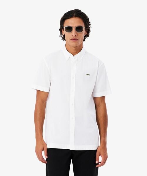 LACOSTE(ラコステ)の「ショートスリーブポプリンシャツ(シャツ/ブラウス・メンズ・ホワイト/ライトブルー・39/40)」の2枚目の写真