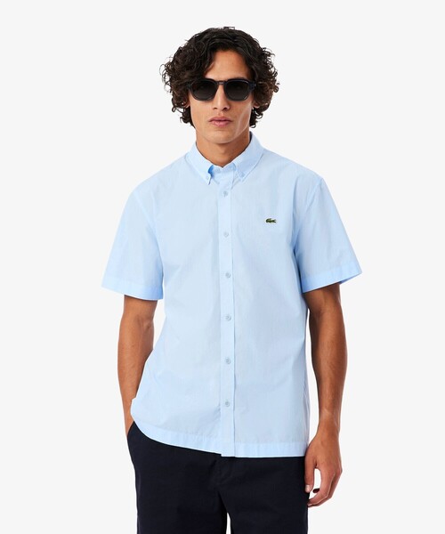 LACOSTE(ラコステ)の「ショートスリーブポプリンシャツ(シャツ/ブラウス・メンズ・ホワイト/ライトブルー・39/40)」の1枚目の写真