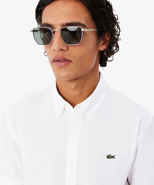 LACOSTE(ラコステ)の「ショートスリーブポプリンシャツ(シャツ/ブラウス・メンズ・ホワイト/ライトブルー・39/40)」の3枚目の写真