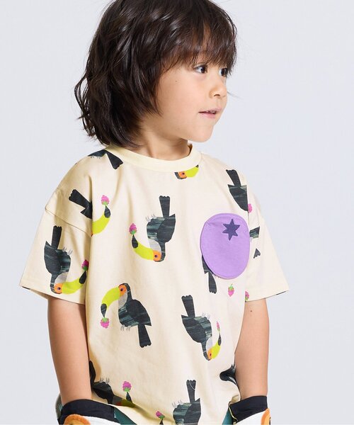 BIT'Z(ビッツ)の「【接触冷感】動物総柄半袖Tシャツ(Tシャツ/カットソー・キッズ・ミント/アイボリー/レモンイエロー・80/90/95/100/110/120)」の2枚目の写真