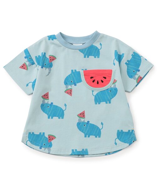 BIT'Z(ビッツ)の「【接触冷感】動物総柄半袖Tシャツ(Tシャツ/カットソー・キッズ・ミント/アイボリー/レモンイエロー・80/90/95/100/110/120)」の3枚目の写真