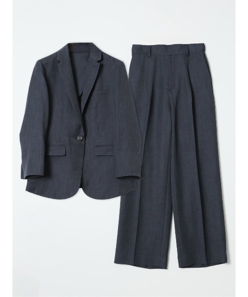 m.f.editorial(エムエフエディトリアル)の「【ストレッチ ウォッシャブル】m.f.エディトリアル レディース ワイド パンツ 紺(セットアップ可能)(スーツパンツ・レディース・ネイビー・S/MEDIUM/LARGE/X-LARGE)」の3枚目の写真