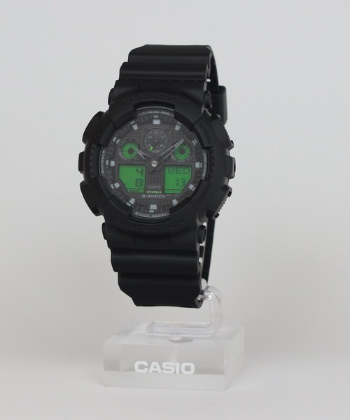 G-SHOCK(ジーショック)の「BLACK AND ELECTRO GREEN / GA-100BEG-1AJF(アナログ腕時計・メンズ・ブラック×グリーン・FREE)」の4枚目の写真