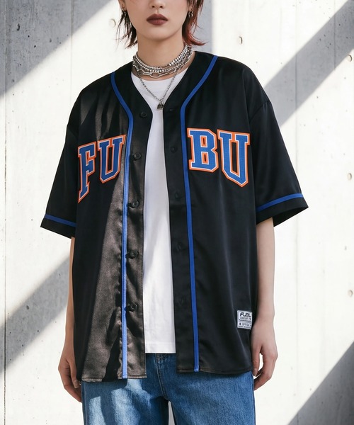 FUBU（ フブ）の「【FUBU/フブ】SATIN BASEBALL SHIRTS/サテン ベースボールシャツ（シャツ/ブラウス・メンズ・ブラック/ホワイト/ライトブルー・XL/M/L）」の9枚目の写真
