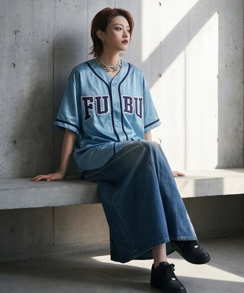 FUBU（ フブ）の「【FUBU/フブ】SATIN BASEBALL SHIRTS/サテン ベースボールシャツ（シャツ/ブラウス・メンズ・ブラック/ホワイト/ライトブルー・XL/M/L）」の11枚目の写真