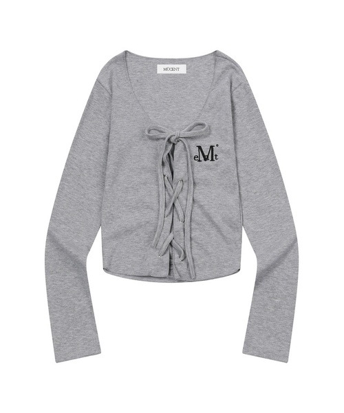 MUCENT(ムセント)の「マリングアイレットレースアップコルセットグリームロングスリーブTシャツ(3カラー)(Tシャツ/カットソー・レディース・ライトグレー/ホワイト/ブラック・FREE)」の3枚目の写真