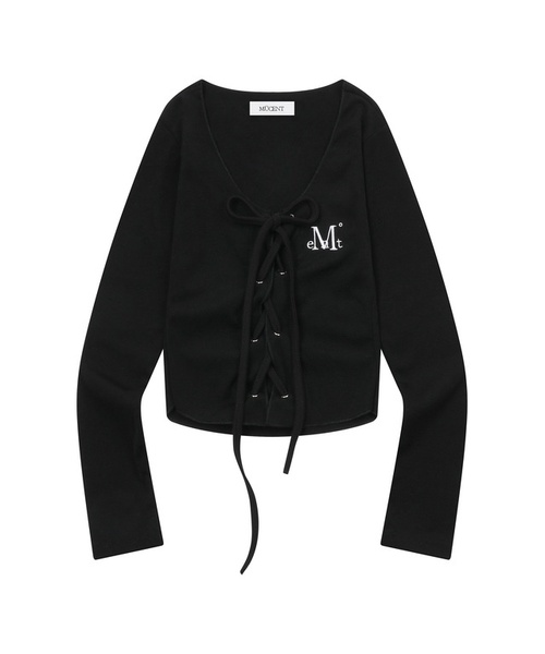 MUCENT(ムセント)の「マリングアイレットレースアップコルセットグリームロングスリーブTシャツ(3カラー)(Tシャツ/カットソー・レディース・ライトグレー/ホワイト/ブラック・FREE)」の1枚目の写真
