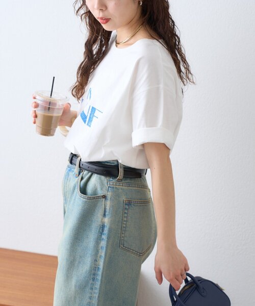 CIAOPANIC TYPY（チャオパニックティピー）の「かすれロゴプリントTee（Tシャツ/カットソー・レディース・イエロー/ホワイト/チャコールグレー・ONE SIZE）」の10枚目の写真
