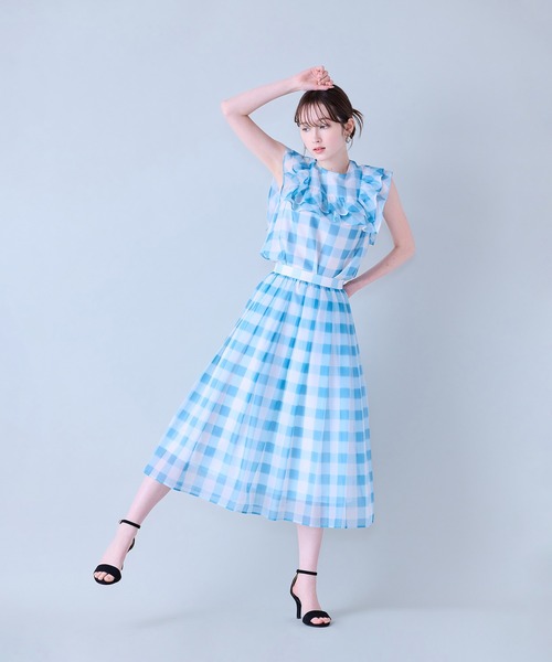 Audie a Muses(オーディアミューズ)の「ビッグギンガムタックスカート(スカート・レディース・ブルー/ブラック・38/42)」の10枚目の写真