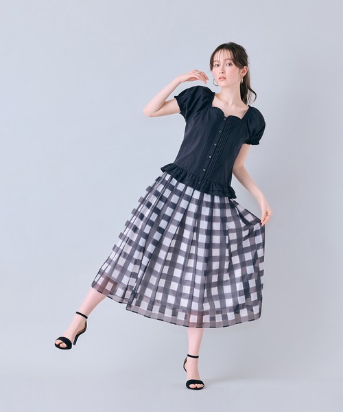 Audie a Muses(オーディアミューズ)の「ビッグギンガムタックスカート(スカート・レディース・ブルー/ブラック・38/42)」の19枚目の写真