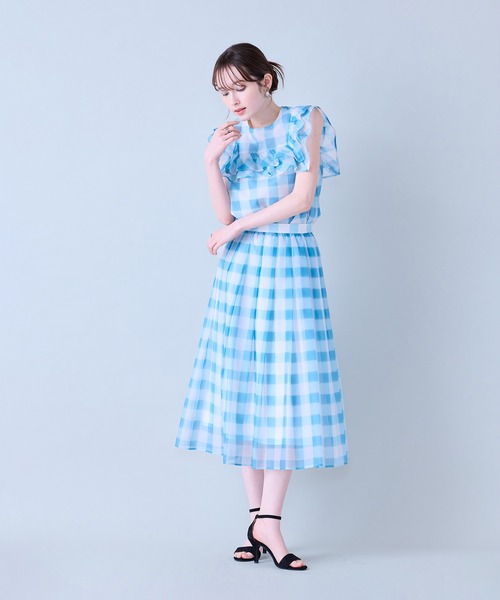 Audie a Muses(オーディアミューズ)の「ビッグギンガムタックスカート(スカート・レディース・ブルー/ブラック・38/42)」の8枚目の写真