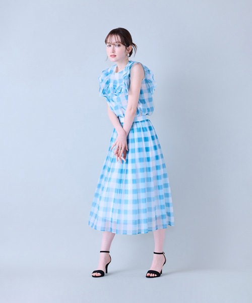 Audie a Muses(オーディアミューズ)の「ビッグギンガムタックスカート(スカート・レディース・ブルー/ブラック・38/42)」の9枚目の写真