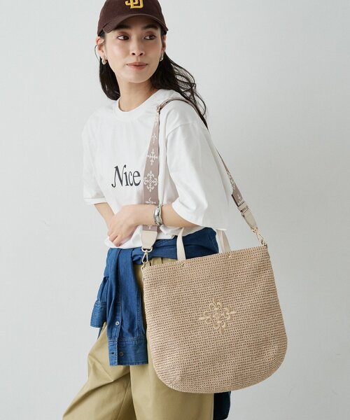 russet(ラシット)の「《WEB限定》スリム2WAYトートバッグ <ナイロンラフィア>(トートバッグ・レディース・ブラック/ダークブラウン/アイボリー/ボルドー・FREE)」の18枚目の写真