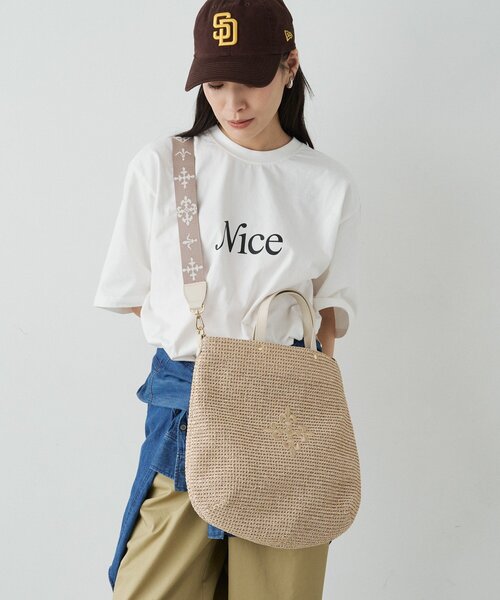 russet(ラシット)の「《WEB限定》スリム2WAYトートバッグ <ナイロンラフィア>(トートバッグ・レディース・ブラック/ダークブラウン/アイボリー/ボルドー・FREE)」の16枚目の写真