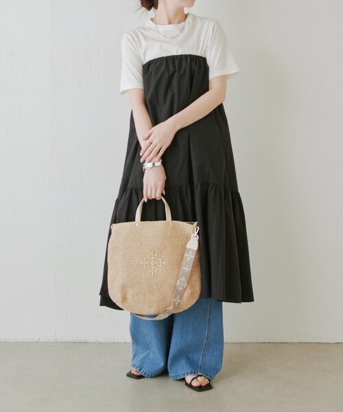 russet(ラシット)の「《WEB限定》スリム2WAYトートバッグ <ナイロンラフィア>(トートバッグ・レディース・ブラック/ダークブラウン/アイボリー/ボルドー・FREE)」の12枚目の写真