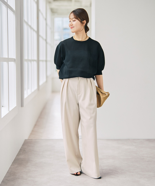 Spick & Span（スピックアンドスパン）の「《セットアップ可》ツイルストレッチタックパンツ（スラックス・レディース・アイボリー/チャコールグレー・36/38）」の10枚目の写真