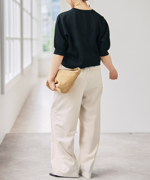 Spick & Span（スピックアンドスパン）の「《セットアップ可》ツイルストレッチタックパンツ（スラックス・レディース・アイボリー/チャコールグレー・36/38）」の13枚目の写真