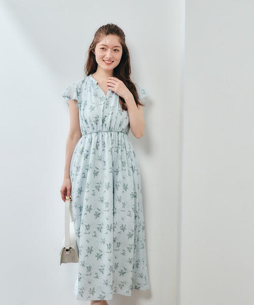 12Twelve Agenda(トゥエルブ アジェンダ)の「キーネック花柄ワンピース(ワンピース・レディース・グリーン/ブラック・M)」の12枚目の写真
