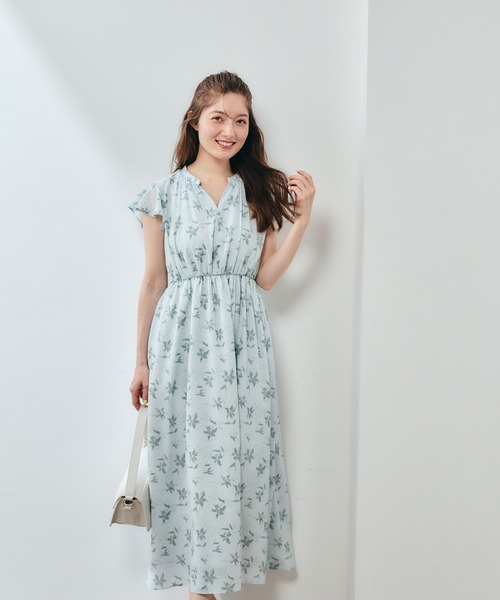 12Twelve Agenda(トゥエルブ アジェンダ)の「キーネック花柄ワンピース(ワンピース・レディース・グリーン/ブラック・M)」の9枚目の写真