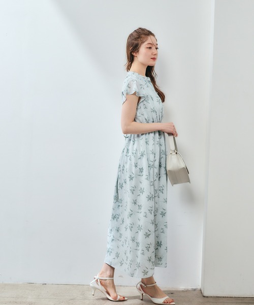 12Twelve Agenda(トゥエルブ アジェンダ)の「キーネック花柄ワンピース(ワンピース・レディース・グリーン/ブラック・M)」の5枚目の写真
