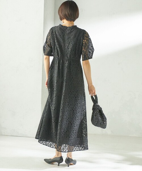 kaene(カエン)の「kaene:コード レース パフ スリーブ ワンピース(ワンピース・レディース・ブラック/ライトグリーン・ONE SIZE)」の6枚目の写真