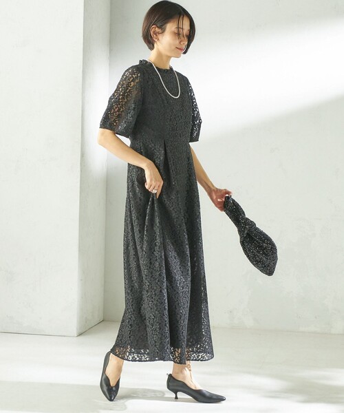 kaene(カエン)の「kaene:コード レース パフ スリーブ ワンピース(ワンピース・レディース・ブラック/ライトグリーン・ONE SIZE)」の8枚目の写真