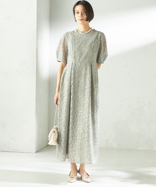 kaene(カエン)の「kaene:コード レース パフ スリーブ ワンピース(ワンピース・レディース・ブラック/ライトグリーン・ONE SIZE)」の9枚目の写真