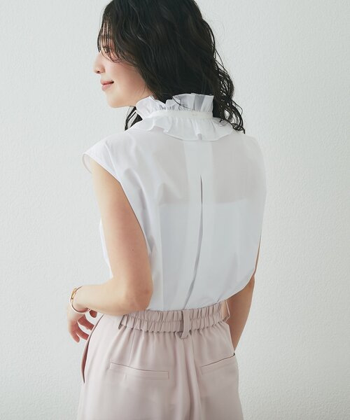 La boutique BonBon(ラブティックボンボン)の「【取り外せるフリル】フリルタイノースリ2WAYブラウス(シャツ/ブラウス・レディース・サックスブルー/ネイビー/ホワイト・FREE)」の6枚目の写真