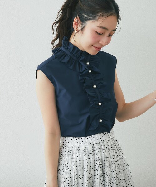 La boutique BonBon(ラブティックボンボン)の「【取り外せるフリル】フリルタイノースリ2WAYブラウス(シャツ/ブラウス・レディース・サックスブルー/ネイビー/ホワイト・FREE)」の16枚目の写真