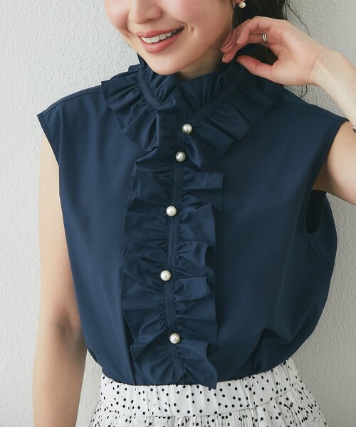 La boutique BonBon(ラブティックボンボン)の「【取り外せるフリル】フリルタイノースリ2WAYブラウス(シャツ/ブラウス・レディース・サックスブルー/ネイビー/ホワイト・FREE)」の19枚目の写真
