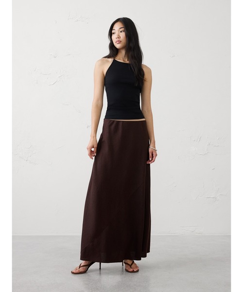 BANANA REPUBLIC FACTORY STORE(バナナリパブリック ファクトリーストア)の「BANANA REPUBLIC FACTORY STORE リネンブレンド プルオンマキシスカート(スカート・レディース・ブラウン/ブルー/ブラウン系その他・XS/S/M/L)」の5枚目の写真