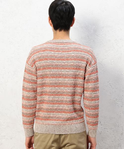 green label relaxing（グリーンレーベルリラクシング）の「BC CO/LI マルチボーダー C/N ニット◆（ニット/セーター・メンズ・ネイビー/ナチュラル・SMALL/MEDIUM/LARGE）」の7枚目の写真