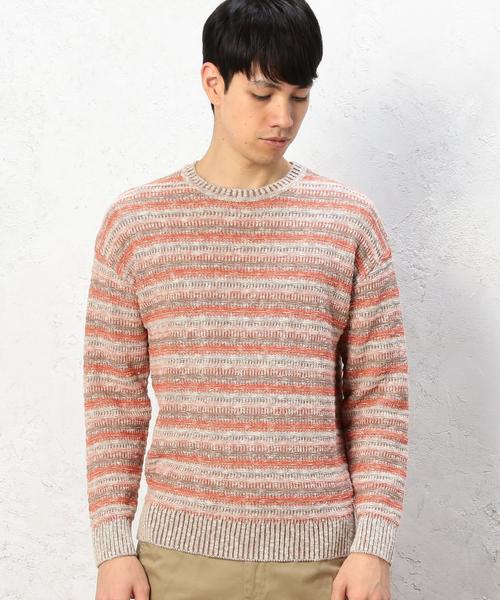 green label relaxing（グリーンレーベルリラクシング）の「BC CO/LI マルチボーダー C/N ニット◆（ニット/セーター・メンズ・ネイビー/ナチュラル・SMALL/MEDIUM/LARGE）」の8枚目の写真