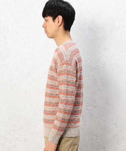 green label relaxing（グリーンレーベルリラクシング）の「BC CO/LI マルチボーダー C/N ニット◆（ニット/セーター・メンズ・ネイビー/ナチュラル・SMALL/MEDIUM/LARGE）」の9枚目の写真