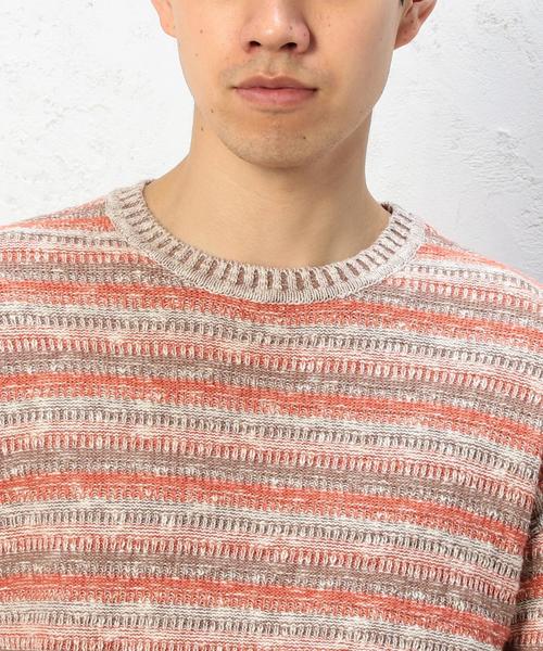 green label relaxing（グリーンレーベルリラクシング）の「BC CO/LI マルチボーダー C/N ニット◆（ニット/セーター・メンズ・ネイビー/ナチュラル・SMALL/MEDIUM/LARGE）」の11枚目の写真