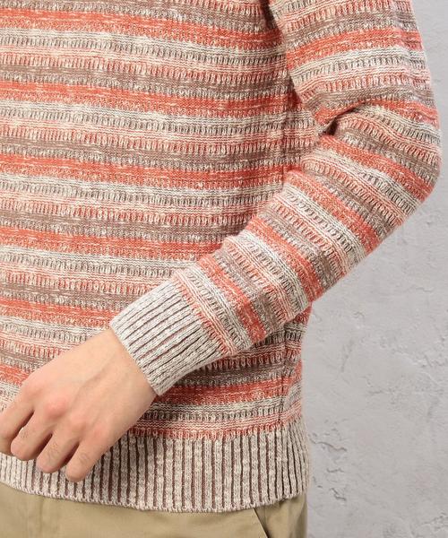 green label relaxing（グリーンレーベルリラクシング）の「BC CO/LI マルチボーダー C/N ニット◆（ニット/セーター・メンズ・ネイビー/ナチュラル・SMALL/MEDIUM/LARGE）」の12枚目の写真