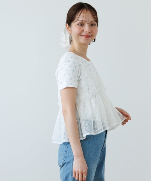 flower(フラワー)の「トゥインクルチュールビスチェ(キャミソール・レディース・アイボリー/ピンク・FREE)」の5枚目の写真