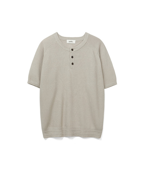 COSTUME O’CLOCK（コスチュームオクロック）の「[COCLXデイリールーム] ヘンリーネック ピケ ハーフ ニット 7 COLOR COOSKT070（Tシャツ/カットソー・メンズ・ブラック/ネイビー/ブラウン/グレー/アイボリー/オートミール/チャコール・SMALL/MEDIUM/LARGE）」の6枚目の写真
