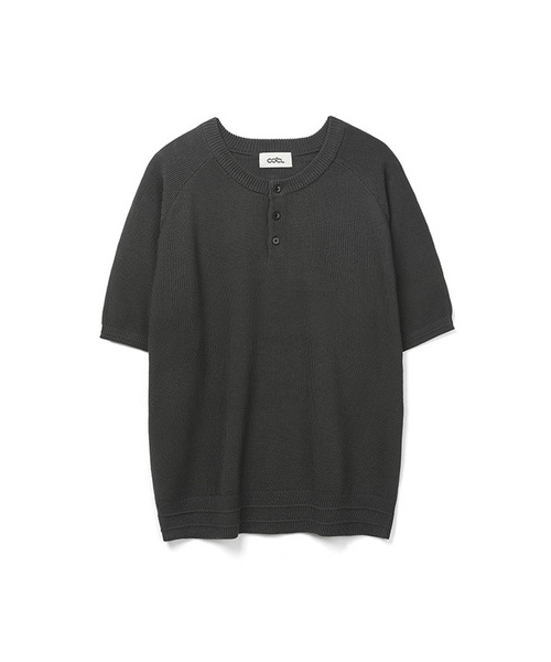 COSTUME O’CLOCK（コスチュームオクロック）の「[COCLXデイリールーム] ヘンリーネック ピケ ハーフ ニット 7 COLOR COOSKT070（Tシャツ/カットソー・メンズ・ブラック/ネイビー/ブラウン/グレー/アイボリー/オートミール/チャコール・SMALL/MEDIUM/LARGE）」の4枚目の写真