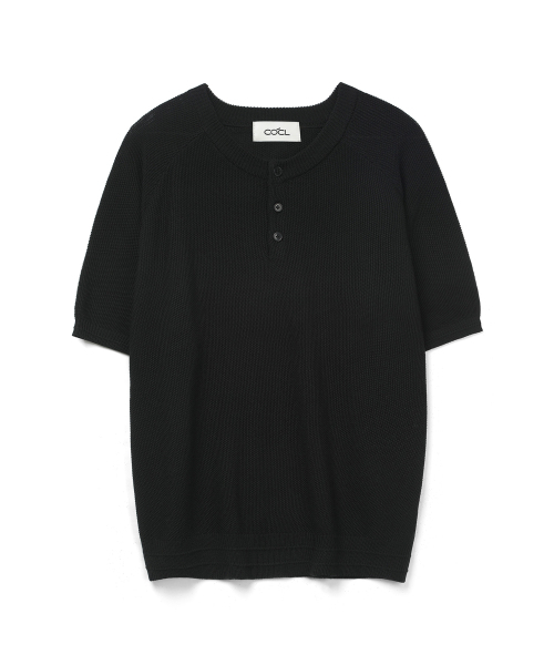 COSTUME O’CLOCK（コスチュームオクロック）の「[COCLXデイリールーム] ヘンリーネック ピケ ハーフ ニット 7 COLOR COOSKT070（Tシャツ/カットソー・メンズ・ブラック/ネイビー/ブラウン/グレー/アイボリー/オートミール/チャコール・SMALL/MEDIUM/LARGE）」の16枚目の写真