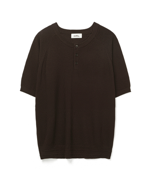 COSTUME O’CLOCK（コスチュームオクロック）の「[COCLXデイリールーム] ヘンリーネック ピケ ハーフ ニット 7 COLOR COOSKT070（Tシャツ/カットソー・メンズ・ブラック/ネイビー/ブラウン/グレー/アイボリー/オートミール/チャコール・SMALL/MEDIUM/LARGE）」の14枚目の写真