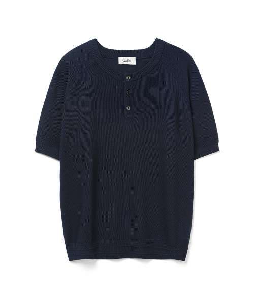 COSTUME O’CLOCK（コスチュームオクロック）の「[COCLXデイリールーム] ヘンリーネック ピケ ハーフ ニット 7 COLOR COOSKT070（Tシャツ/カットソー・メンズ・ブラック/ネイビー/ブラウン/グレー/アイボリー/オートミール/チャコール・SMALL/MEDIUM/LARGE）」の12枚目の写真