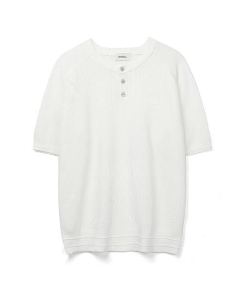 COSTUME O’CLOCK（コスチュームオクロック）の「[COCLXデイリールーム] ヘンリーネック ピケ ハーフ ニット 7 COLOR COOSKT070（Tシャツ/カットソー・メンズ・ブラック/ネイビー/ブラウン/グレー/アイボリー/オートミール/チャコール・SMALL/MEDIUM/LARGE）」の10枚目の写真