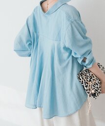 【RIMH】【軽やかさのあるシアーデニム】ライトバックフレアショートシャツ