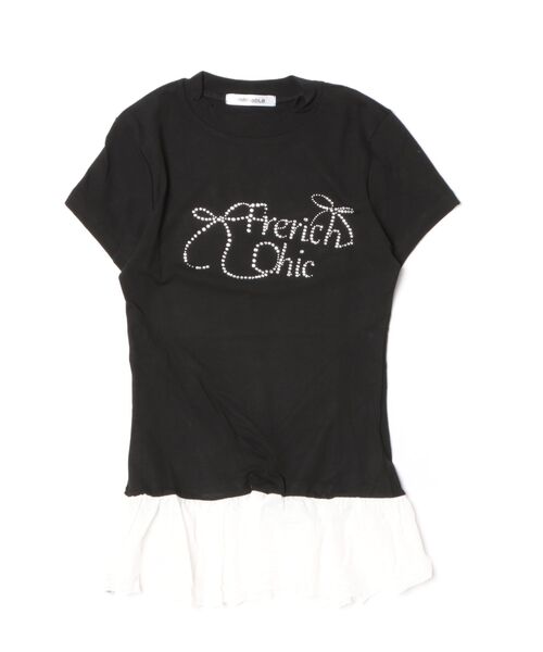 MEMECLE(メメクル)の「【 MEMECLE / メメクル 】レイヤード風 ラインストーントップス(Tシャツ/カットソー・レディース・ブラック・MEDIUM/SMALL)」の10枚目の写真