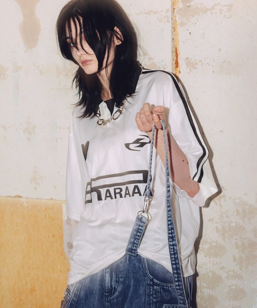 ERAR（エラー）の「【ERAR】ハートロゴデザイン半袖ユニフォームTシャツ（シャツ/ブラウス・メンズ・ホワイト/ブラック・S/L/M/XL）」の7枚目の写真
