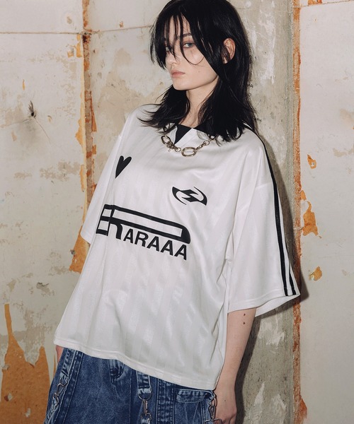 ERAR（エラー）の「【ERAR】ハートロゴデザイン半袖ユニフォームTシャツ（シャツ/ブラウス・メンズ・ホワイト/ブラック・S/L/M/XL）」の3枚目の写真