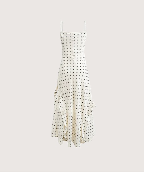 LA POMME petit(ラポミ・プチ)の「Asymmetry Ruffle Dots Cami Dress(ワンピース・レディース・アイボリー・SMALL/LARGE/MEDIUM)」の2枚目の写真