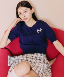 <RIBBONシリーズ>半袖ニットカーディガン